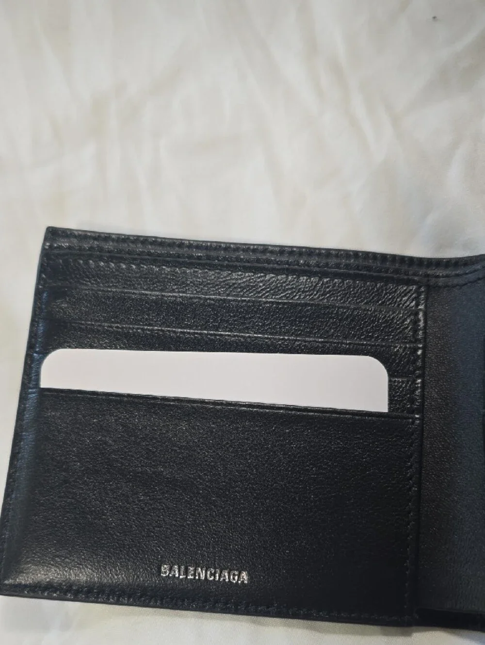 Balenciaga Black Monogram Bi-Fold Wallet with White Logo
